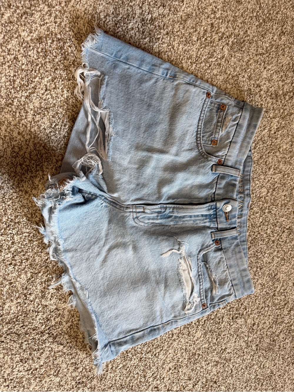 American Eagle Outfitters Light Wash Distressed Denim Cutoff Shorts
